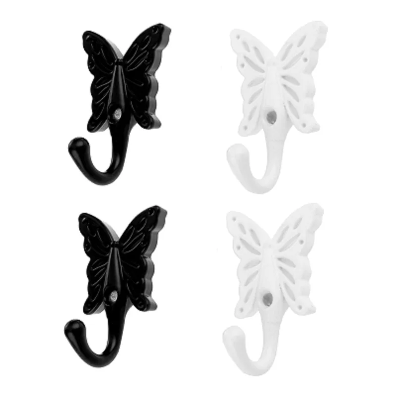 2Pcs Antique Butterfly Decorative Wall Hooks Furniture Door Hooks Bathroom Wall Hanger Towel Clothes Hat Coat Hanging with Screw