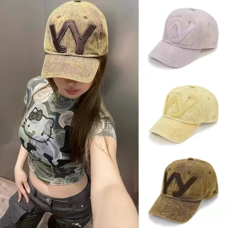 Piccolo berretto da baseball retrò Waed con scritte YY ricamate a tesa piatta a tesa larga cappello casual in cotone per uomo e donna