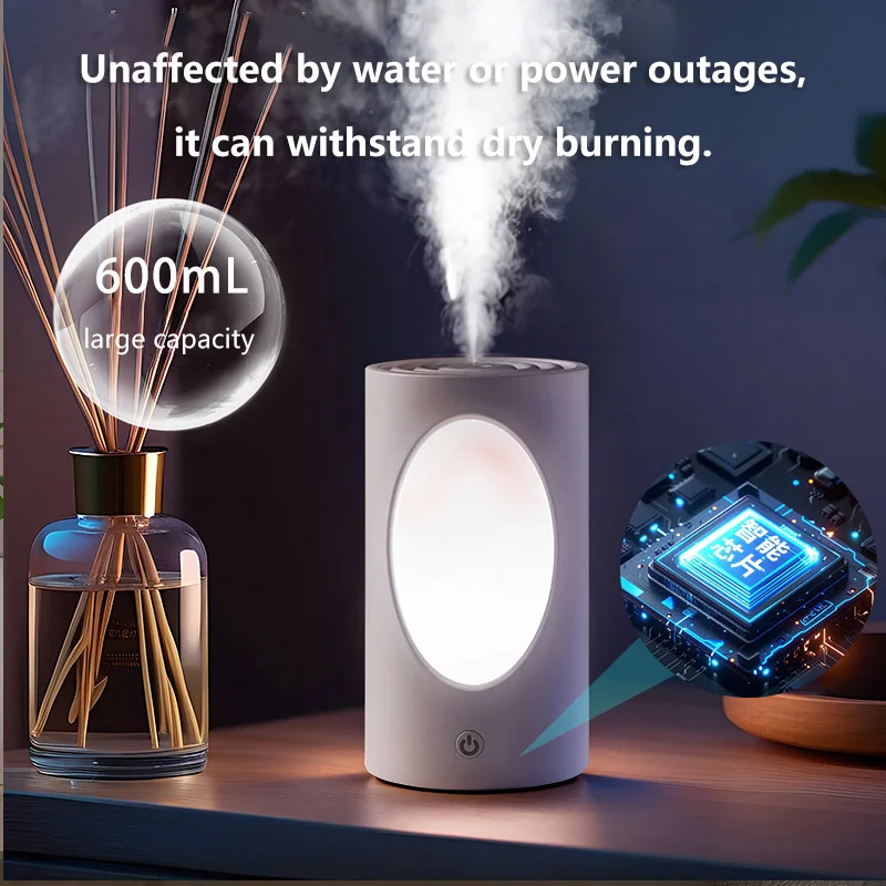 600ml Portable Aroma Diffuser With Colorful LED Lights Battery Rechargeable Wireless Air Humidifier For Bedroom Office image 3