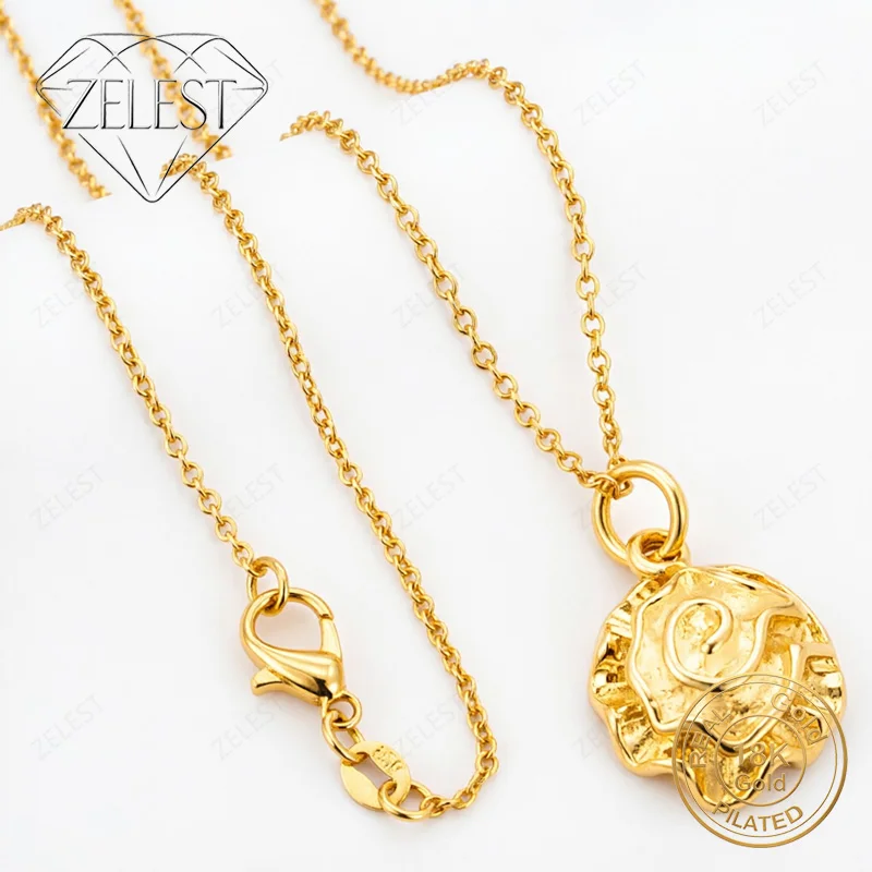 18K Gold Plated 16-30 Inch Exquisite Rose Flower Pendant Necklace Women's Charming Fashion Wedding Gift Accessory