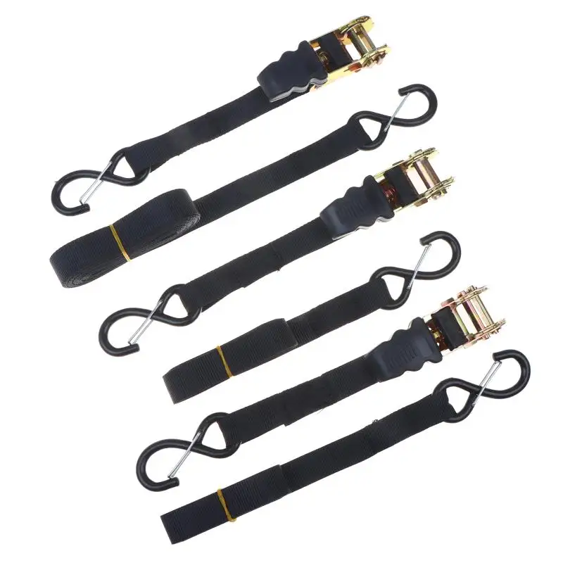 2/3/5M X 25mm Car Tension Rope Tie Down Strap Strong Ratchet Belt Luggage Bag Cargo Lashing With Rope Tensioner Metal Buckle To