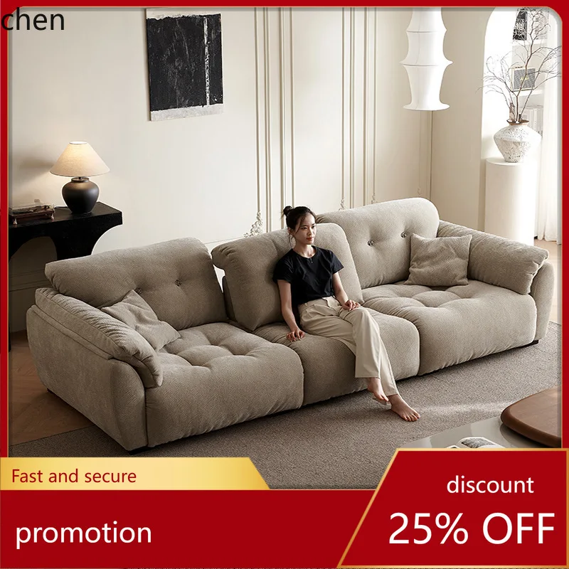 HT New Cloud Sofa with Movable Backrest, Extra Deep Seat, Wide and High Backrest, Living Room Combination Chenille Fabric Sofa