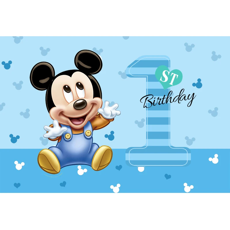 Disney Cartoon Mickey Mouse Kids Happy Birthday Backgrounds Decors Vinyl Cloth Party Backdrops Baby Shower Banner Custom