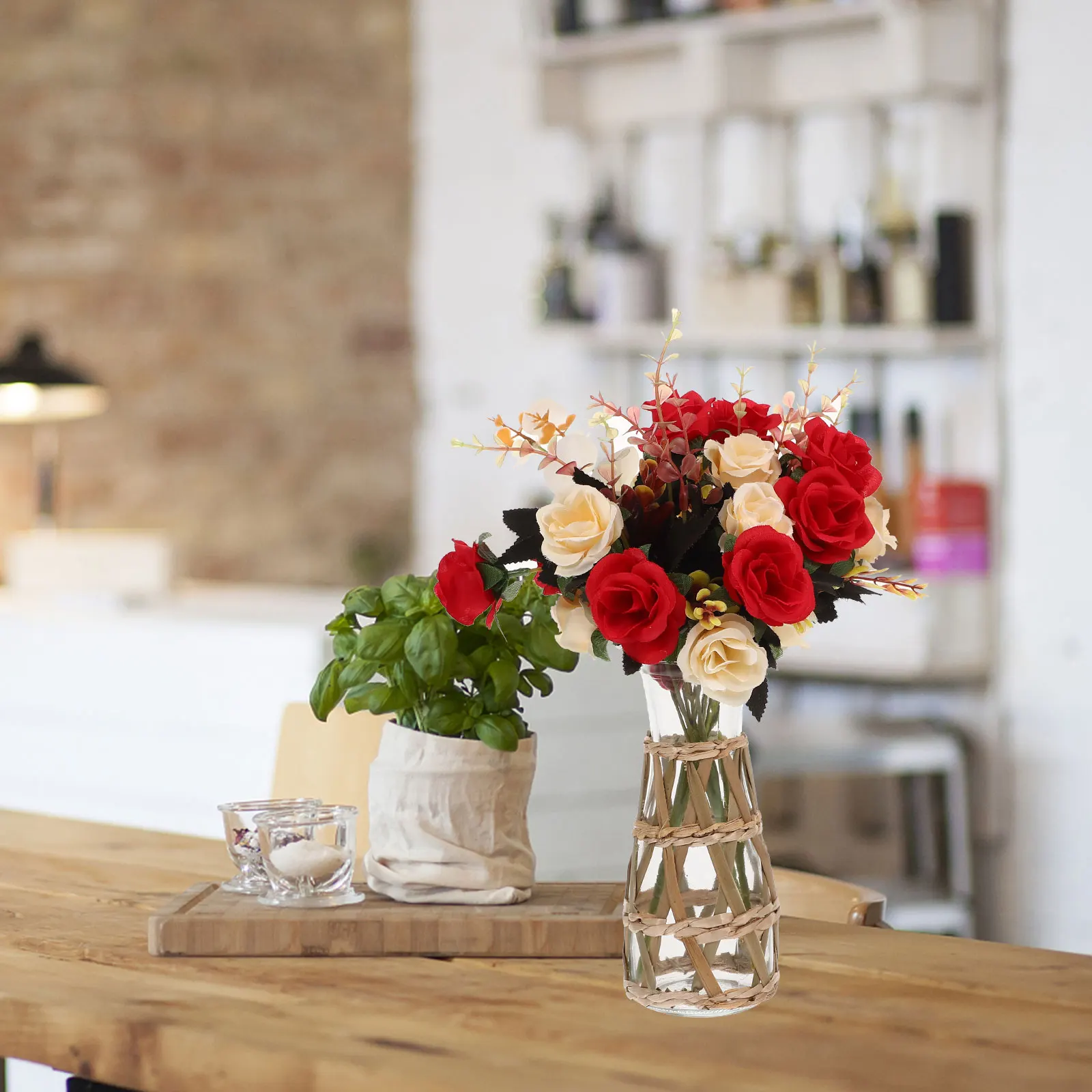 

Alipis Straw Glass Vase Farmhouse Plant Decor Retro Flower Vase for Wedding Home Desktop Floral Arrangement Countryside Style