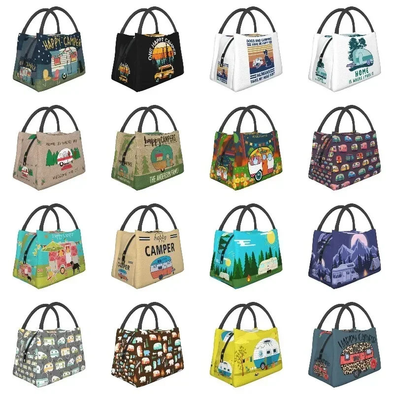 

Adventure Travel Happy Insulated Lunch Bag Female Cartoon Camping Cooler Food Lunch Box Business Travel