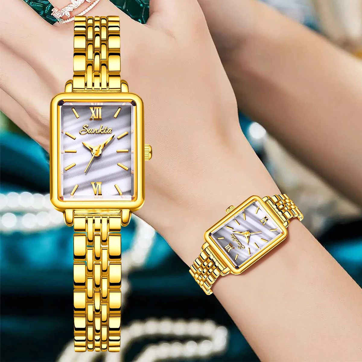 

SUNKTA модные женские часы с золотым стальным ремешком, роскошные женские кварцевые наручные часы, женские римские часы Relogio Feminino