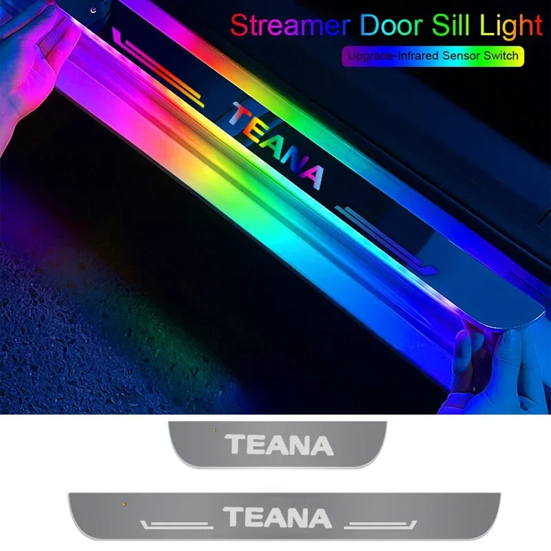 Car Threshold Pathway Decorative Lamp Plate for Nissan Teana Acrylic LED Welcome Pedal Strip USB Doorsill Streamer Light