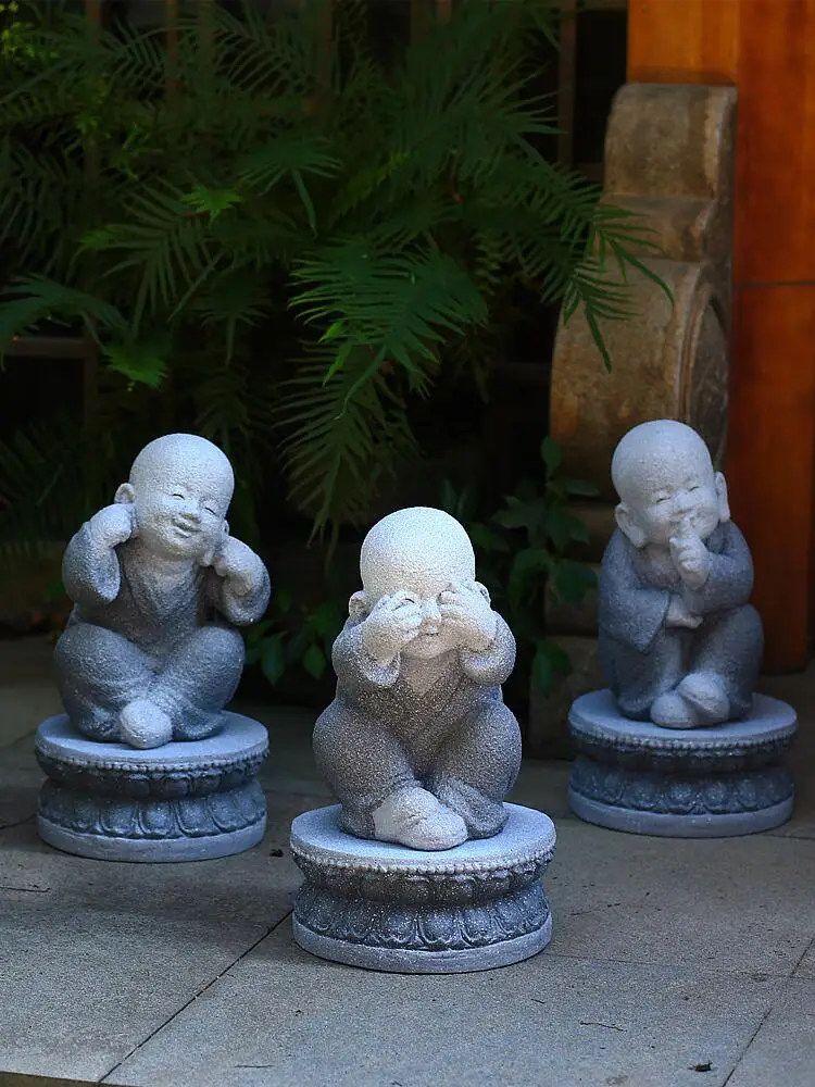 Chinese Zen Three More than Words Little Monk Ornaments