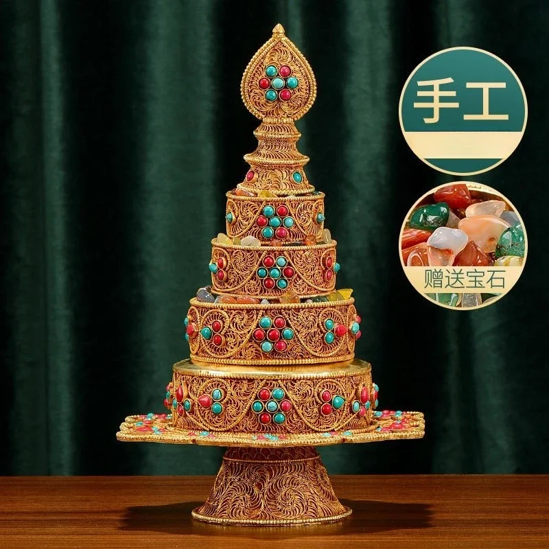 b30 Handmade Ornament Interior Household Copper Filament Compass Gemstone Inlaid Disc