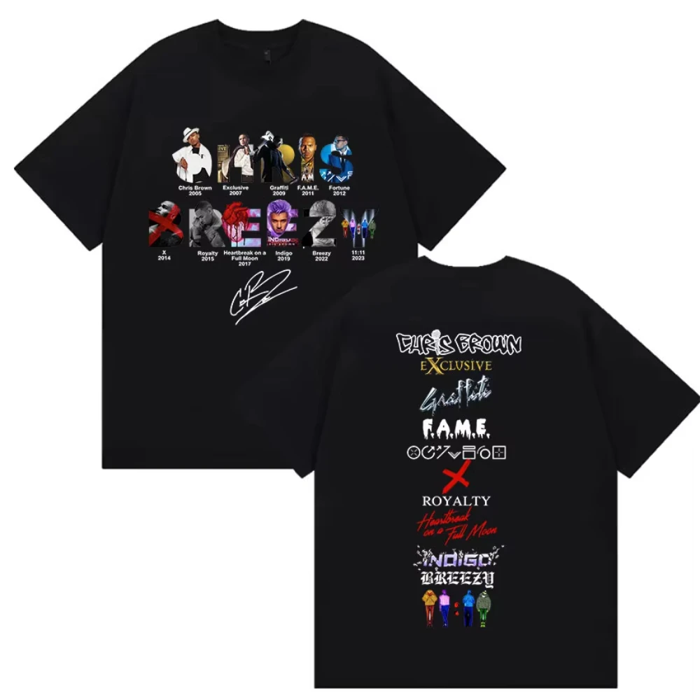 

Rapper Chris Brown Tour 2025 Album T Shirt Men Hip Hop Gothic Short Sleeve Women T-shirts Fashion High Quality Cotton Streetwear