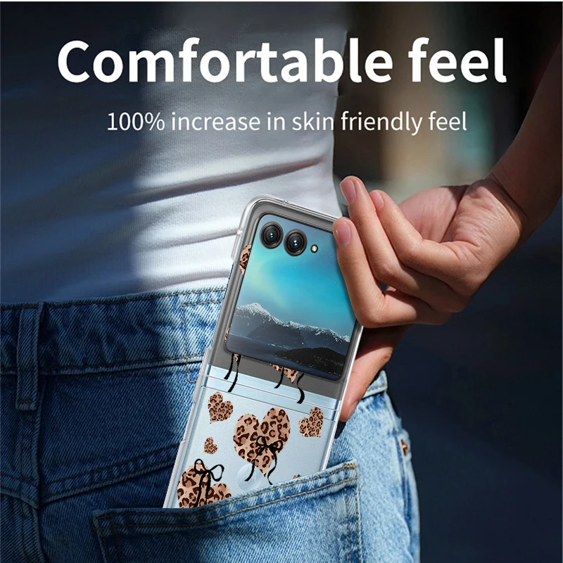 ليوبارد طباعة قلوب نمط واضح جراب هاتف لموتورولا رازر 60 50 40 الترا Razr60 Razr50 Razr40 للصدمات للطي غطاء الكمبيوتر #5