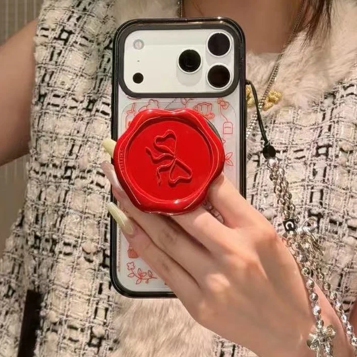 

Red Bow Envelope Stamp Magnetic Grip Phone Stand for IPhone Holder Mount Support for Galaxy Phone Accessories Cartoon