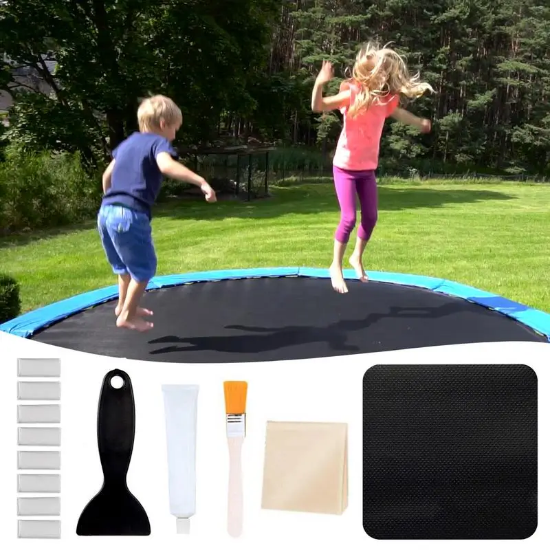 19pcs Trampoline Patch Repair Kit Square Glue On Patches Repair Trampoline Mat Tear Or Hole Complete Set Including Patch