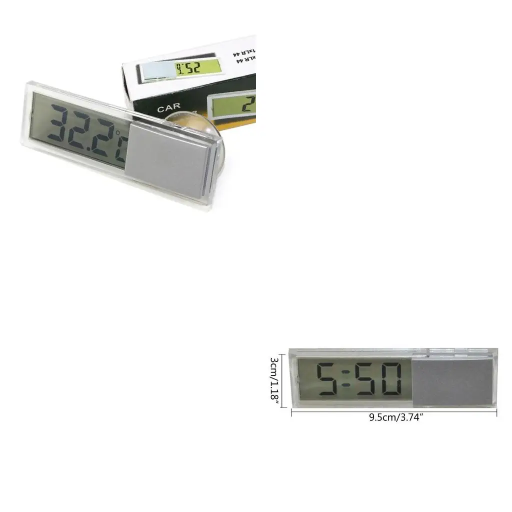  Mini Car Electronic Clock Temperature Display Gauge LCD Clock / Thermometer