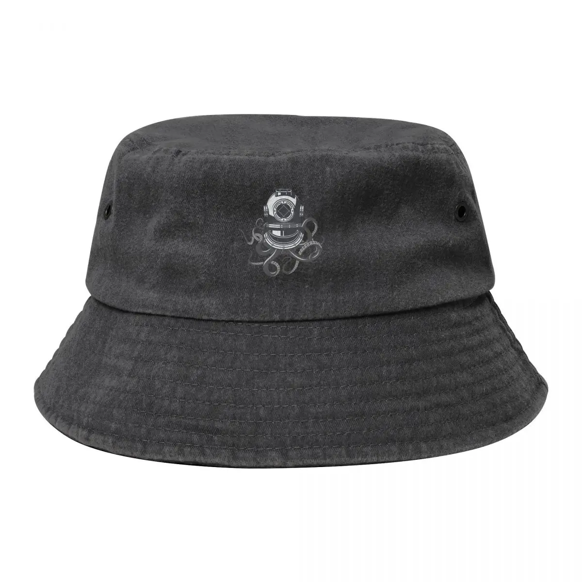

Scuba diver helmet octopus grunge vintage designer style Bucket Hat Unique hats Icon Sunscreen Men's Baseball Women's