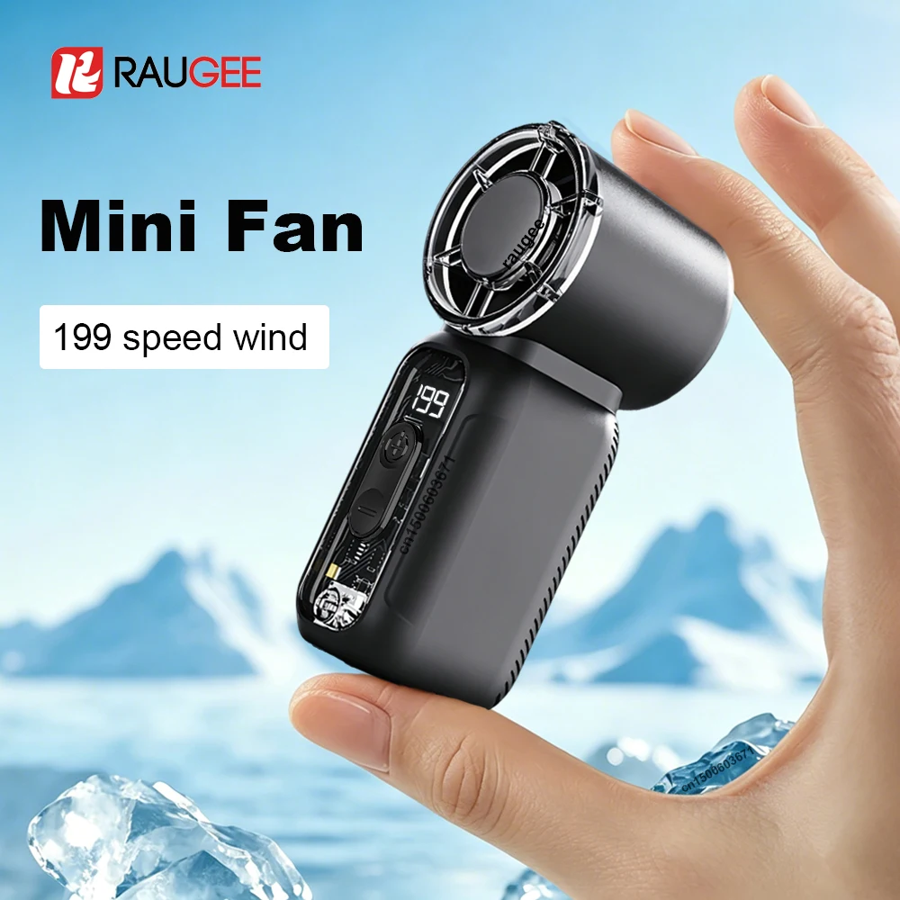 Mini-Handventilator, tragbarer Taschenventilator, USB-aufladbar, persönlicher Handventilator, tragbarer Mini-Kleinventilator für draußen mit digitaler Anzeige