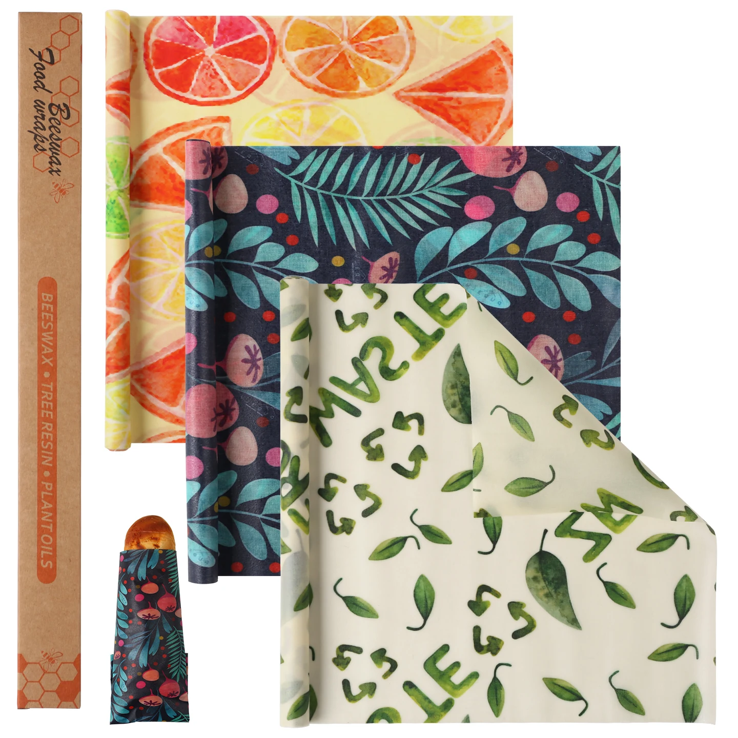 The Freely Cut-Out Wrapping Paper, Fresh-Keeping Beeswax Roll Sandwich, Suitable for Leavening Bread, Reusable Beeswax Cloth Rol