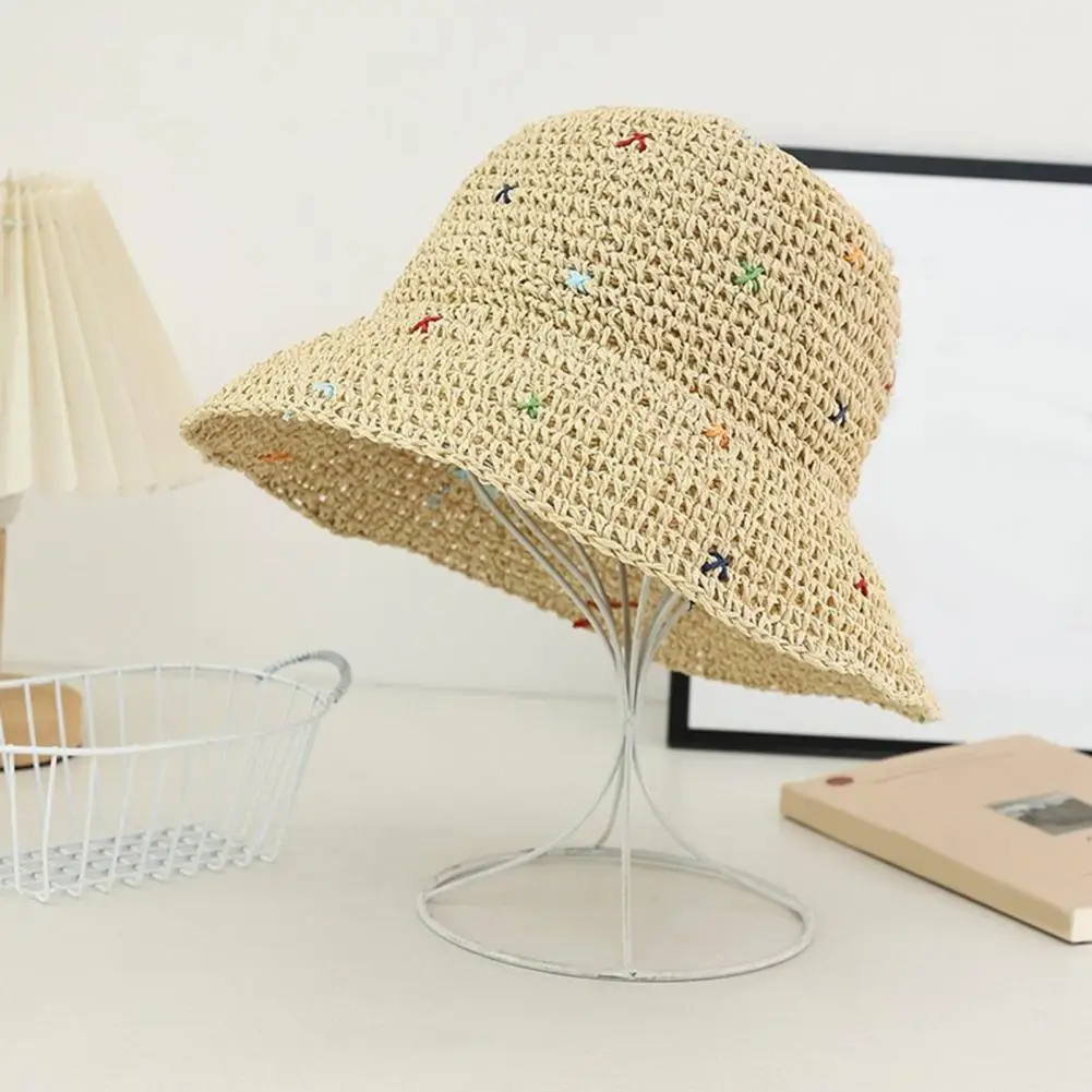 Travel Sun Hat Portable Foldable Fisherman Hat Handmade Braid Straw Sun Hat Wide Brim Summer Outdoor Protection Cap