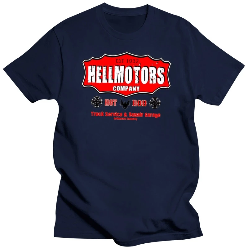 New 2019 Fashion T Shirt Men Tops Cool O Neck T-Shirt Oldschool Hotrod Hellmotors Company weiss US Car V8 Vintage Rockabilly