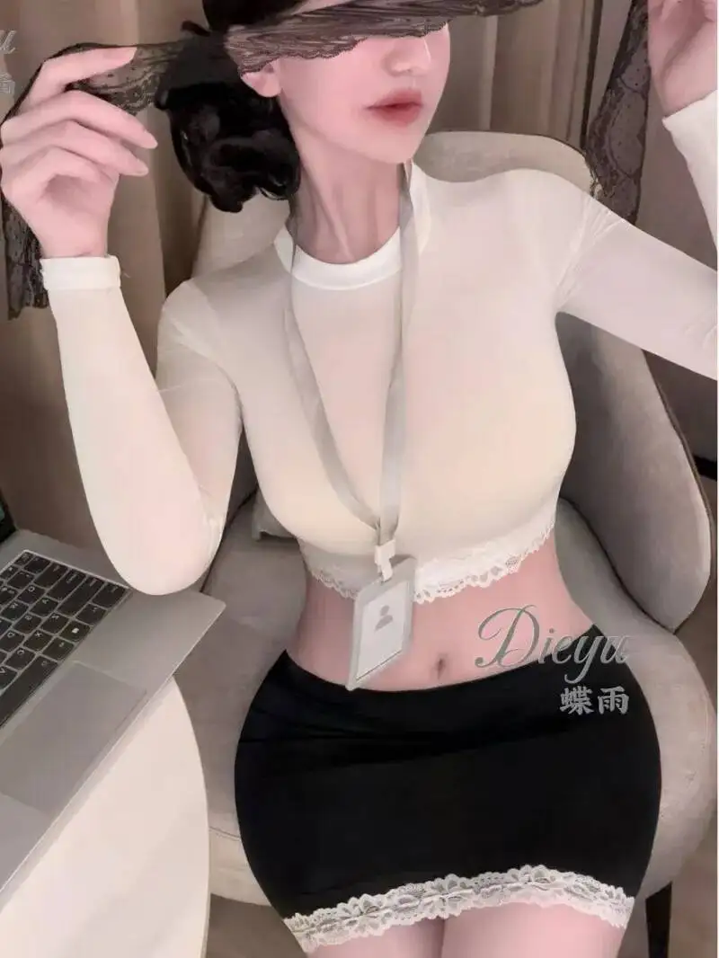 ชุดเดรสเข้ารูปสไตล์เซ็กซี่สำหรับทำงาน ชุดยูนิฟอร์มเลขาสุดหรู แขนยาว ดีไซน์เย้ายวน ชุดมินิเดรสแฟชั่นใหม่ปี 2025 สำหรับผู้หญิง รุ่น V9BL