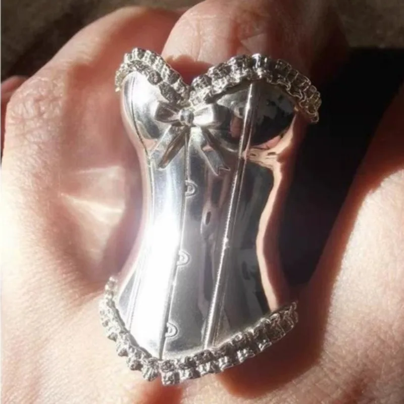 Princess Skirt Corset Ring Elegant Dress Shaped Finger Ring Unique Design Fashion Jewelry Party Accessories Gifts for Women
