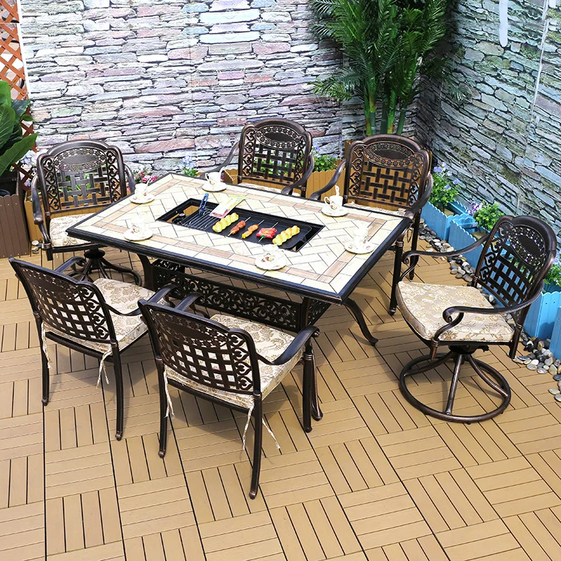 

Заводская цена металлическая садовая мебель открытый литой алюминиевый набор для патио и столовой