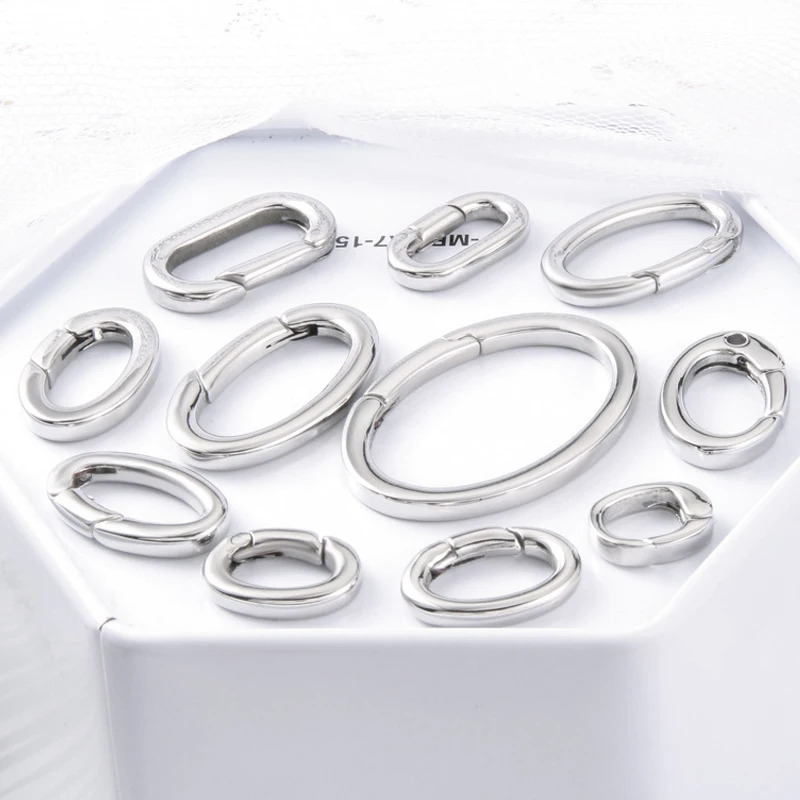 2pcs/1pc Stainless Steel Spring Lobster Clasp Oval Clasp for Keychain Keyring Carabiner Key Holder Jewelry Making DIY No Fade