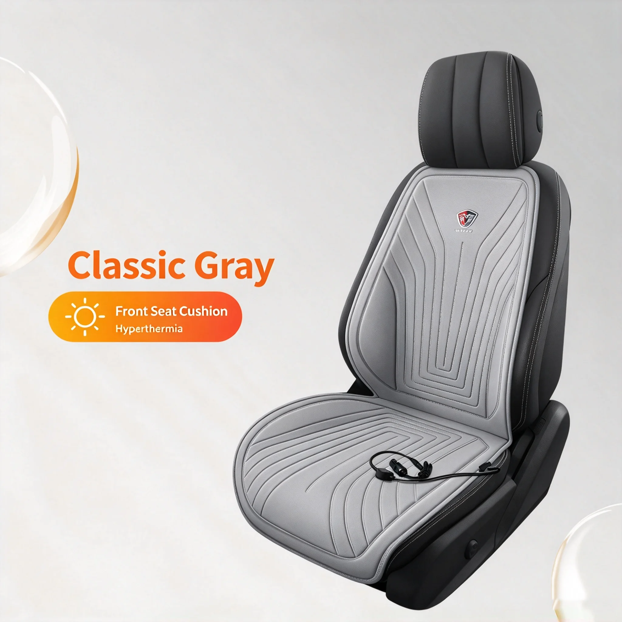 12V Heated Car Seat Cushion, Soft Fabric Full Back and Seat Warmer Pad with Sculpted Channel Design for Cold-Weather Driving