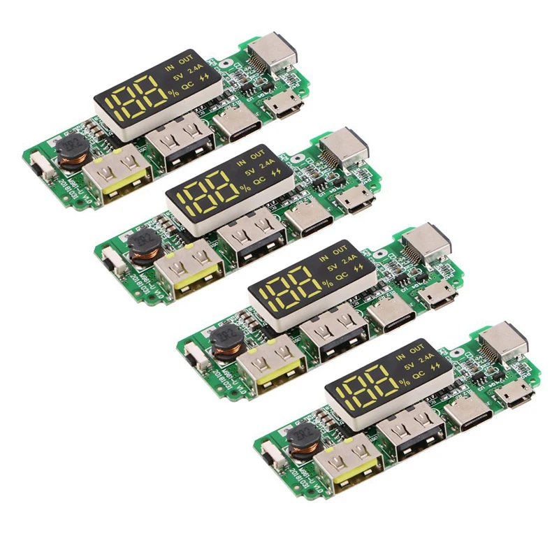 New4pcs 18650 Charging Board Dual USB 5V 2.4A Mobile Power Bank Module 186 50 Lithium Battery Charger Board With Overcharge Over