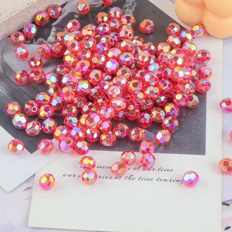 6/8/10mm Symphony Plating Perforated Transparent Octagonal AB Color Beads DIY Bracelet Jewelry Accessories Material Package