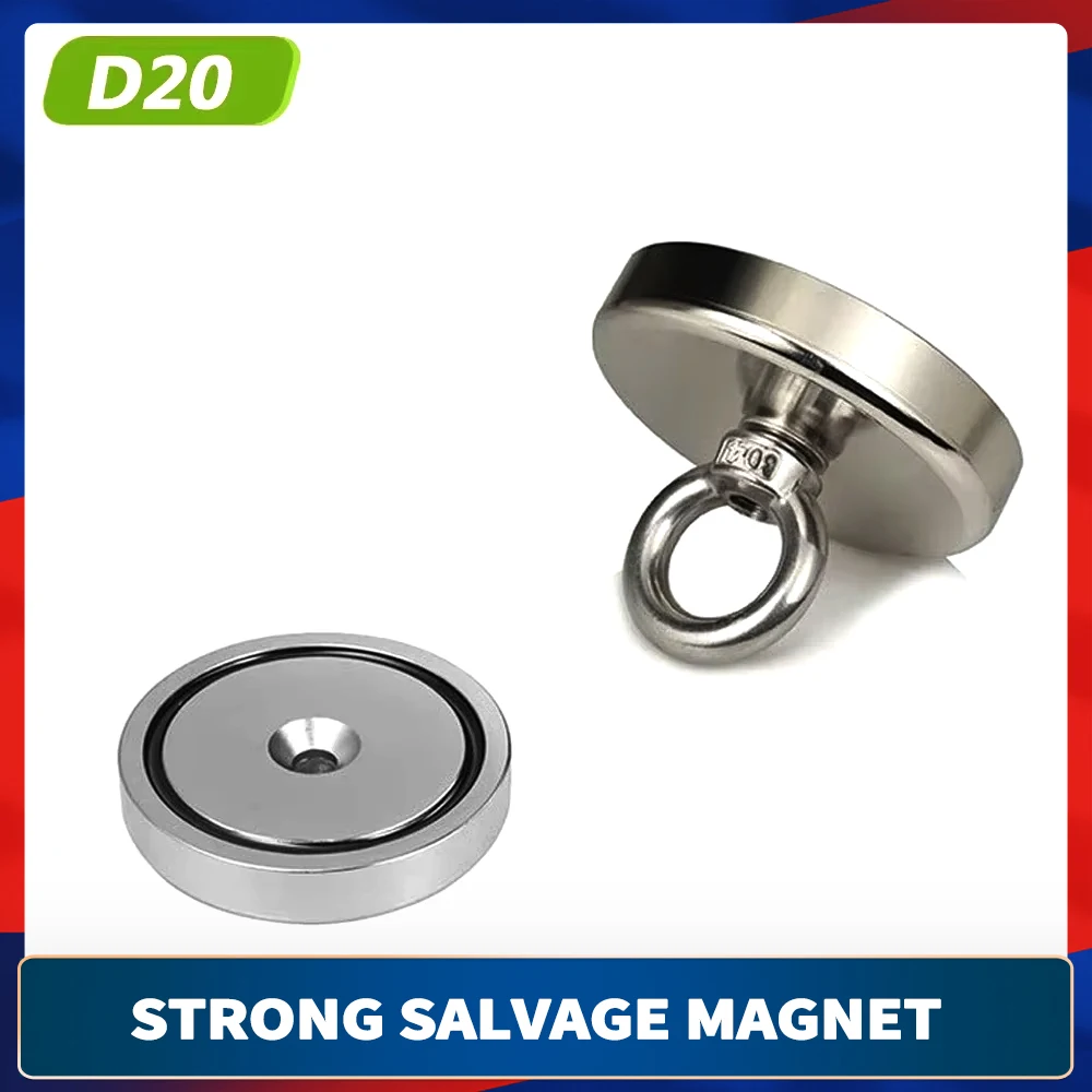 

D20mm Strong Neodymium Fishing Magnets Heavy Duty Rare Earth Magnet with Countersunk Hole Eyebolt for Salvage Magnet Fishing D20