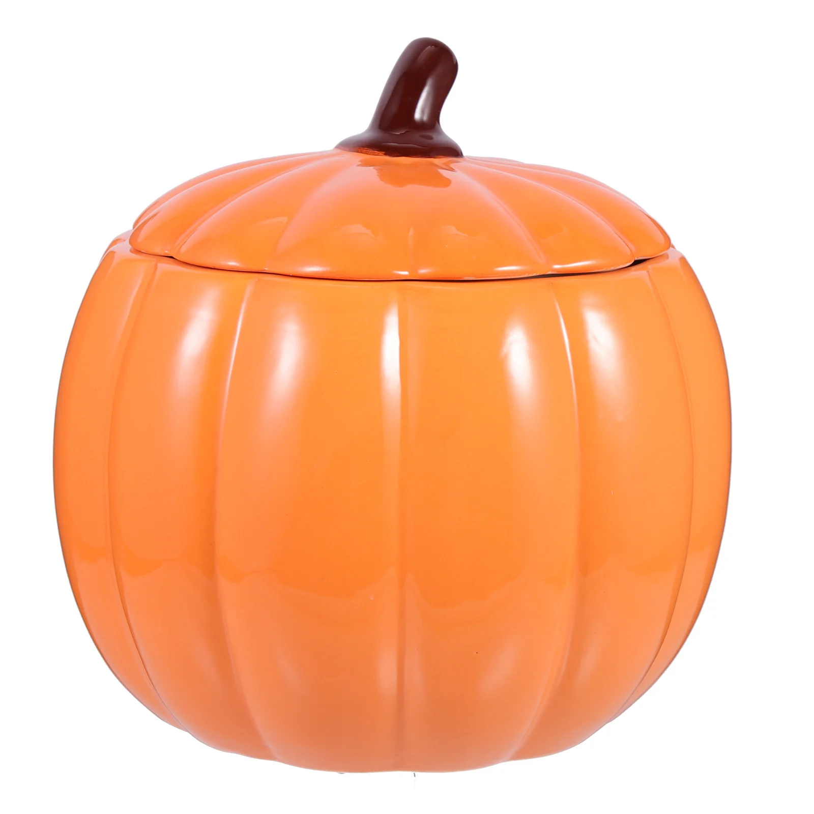 

Ceramic Pumpkin Soup Holder Creative Halloween Themed Bowl Lid Handle Sturdy Kitchen Soup Container Pumpkin Shaped Cup