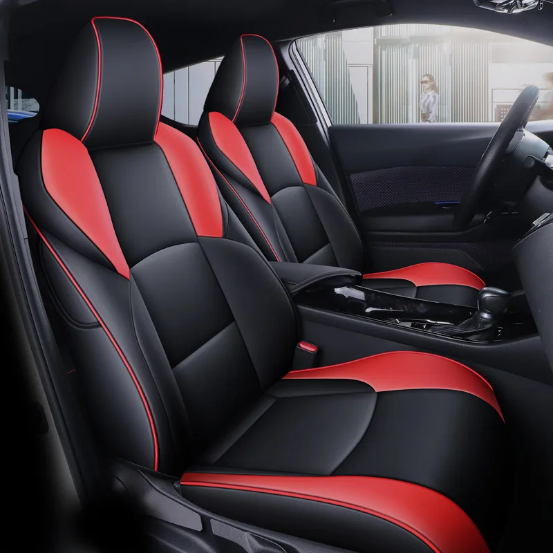 Luxury Custom Car Seat Covers For Toyota CHR 2019 2020 2021-2024 Waterproof Leather Seat Cushion Full Set Protective Accessories