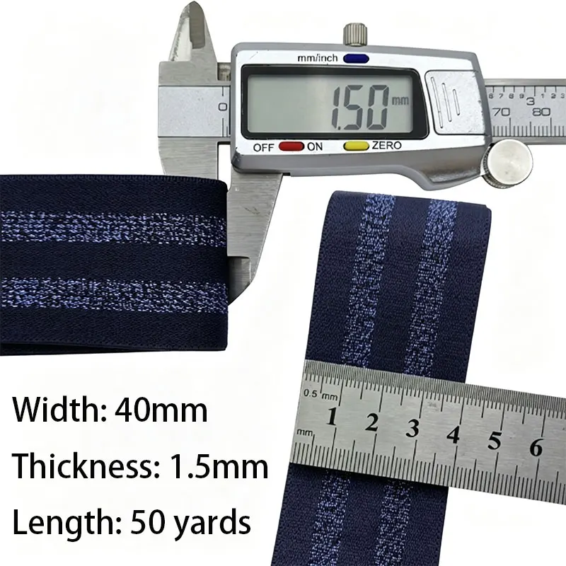 50Yards Stripe Elastic Bands 40mm Polyester Soft Knit Elastic Band for DIY Apparel Belt Skirt Belt Sewing Supplies Accessories