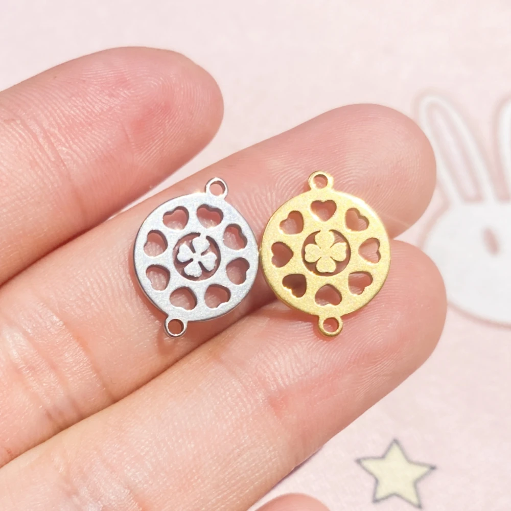 Gold Steel Color 10/20Pcs Wholesale Love Hearts Charm Tow Holes Jewelry Diy Connector Handmade Findings