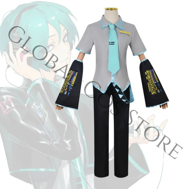 Virtual Miku Singer Cosplay Role‑Play Outfit Sakura Pink JK Skirt Suit Faux Leather Clothing Shoes Headwear Cos Accessories - view 6