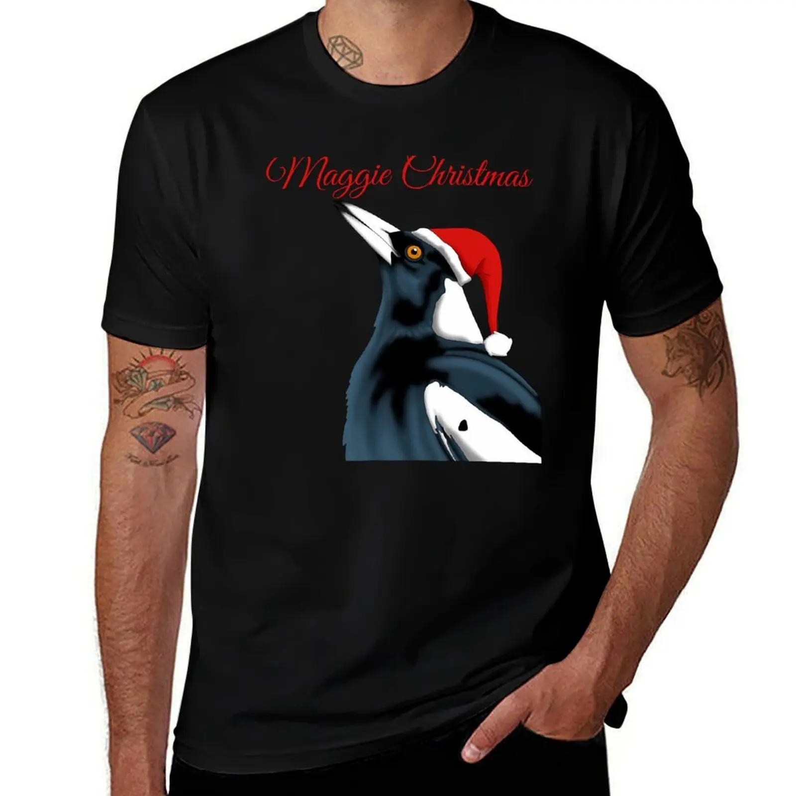 Maggie Christmas' Magpie Christmas Art T-Shirt cotton t shirt pack T-Shirt
