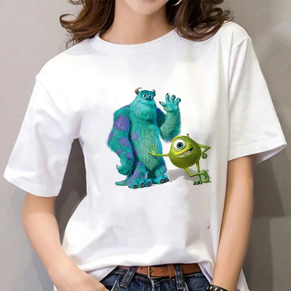 Camiseta estampada de manga corta para mujer, ropa con estampado de la serie de la Universidad de Disney Monster