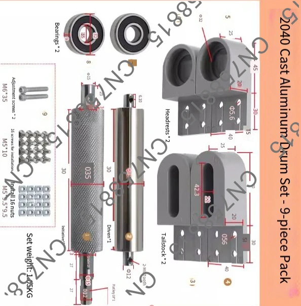 2040 Aluminum Seat Type, Small Belt Components Belt Assembly Line Roller，Leader/follower Power Roller