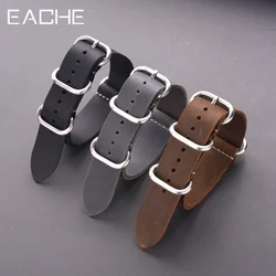 EACHE One Piece Round Rings Crazy Horse Leather Retro Watchbands Watch Straps Bands 18mm 20mm 22mm