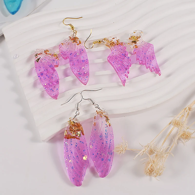 DIY Butterfly Wing Earrings Pendant Silicone Molds With Hole Jewelry Keychain Necklace Charms Ornament Epoxy Resin Casting Mould