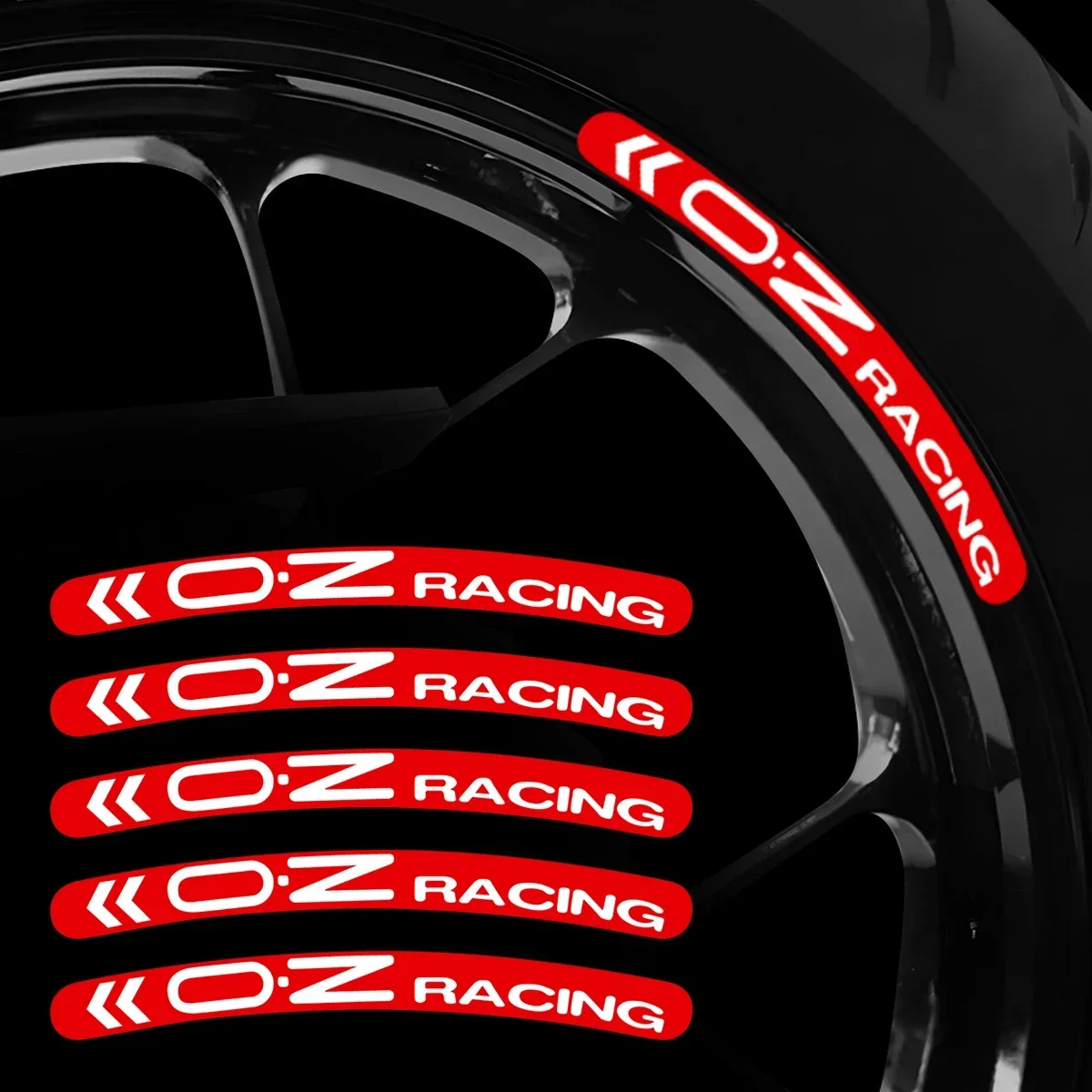 S T .5Pcs/set Wheel Reflective Sticker Ready To Race 17 Inch OZ Racing Mags Sticker Rally Racing Hub Spoke Decal Car Accessories