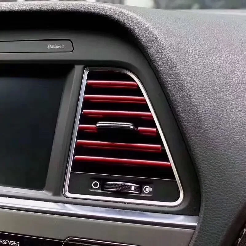 10Pcs Car Air Conditioner Vent Outlet Decorative Strips U-shape Moulding Trim Strips Car Styling Decor Car Interior Accessories