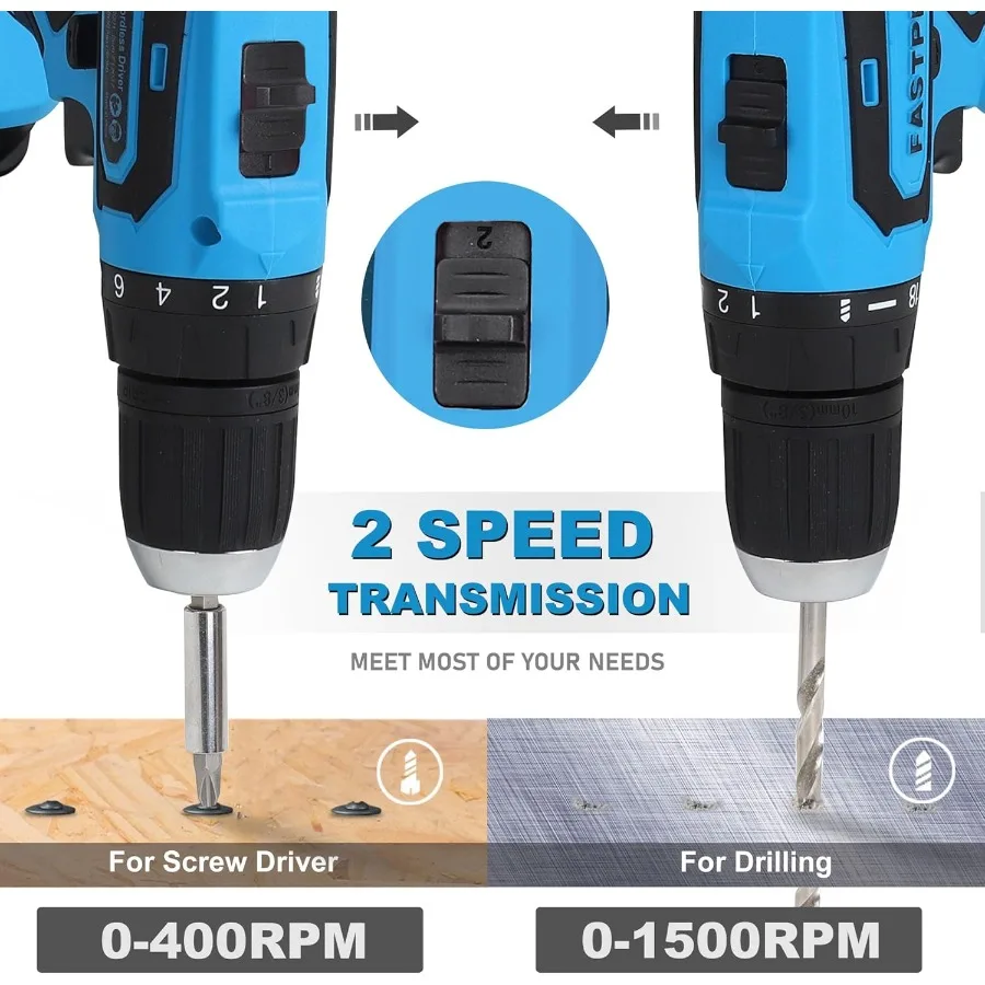 مجموعة أدوات منزلية لسائق الحفر اللاسلكي 232 قطعة 20 فولت لإصلاح المنزل مع مثقاب 12 بوصة حقيبة تخزين مفتوحة الفم واسعة باللون الأزرق