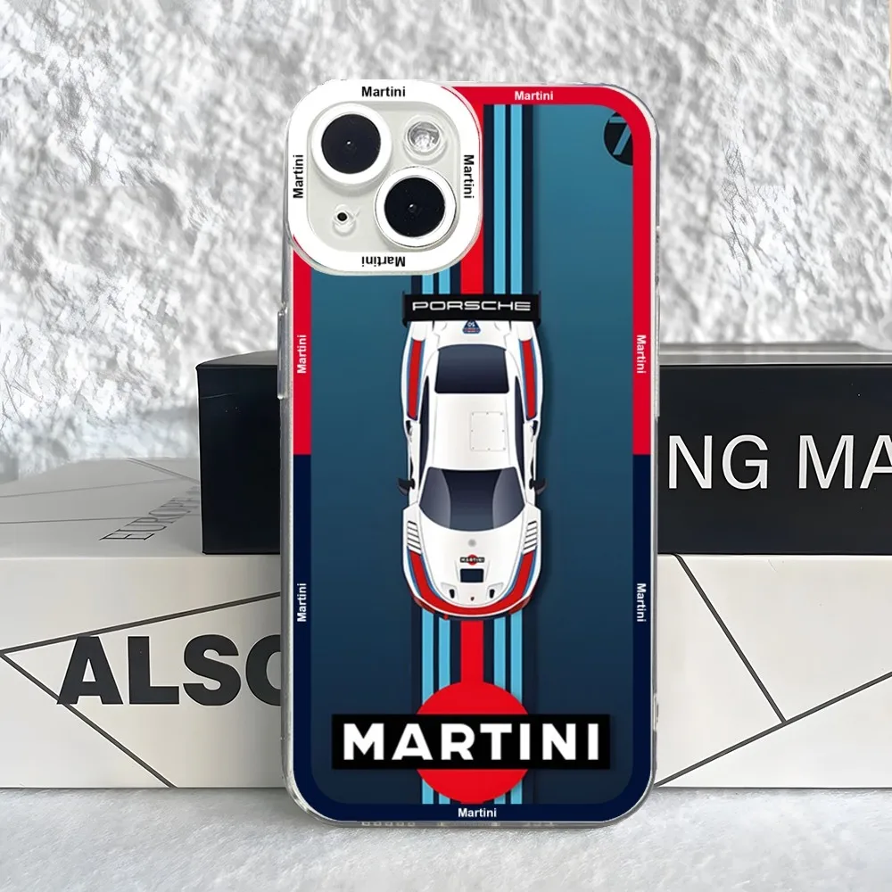 Martini Racing Colours Print  Mouse Pad Case For iPhone 15 14 13 12 11 Pro Max Mini XS X XR SE 7 8 Plus Soft Angel Eyes Cover