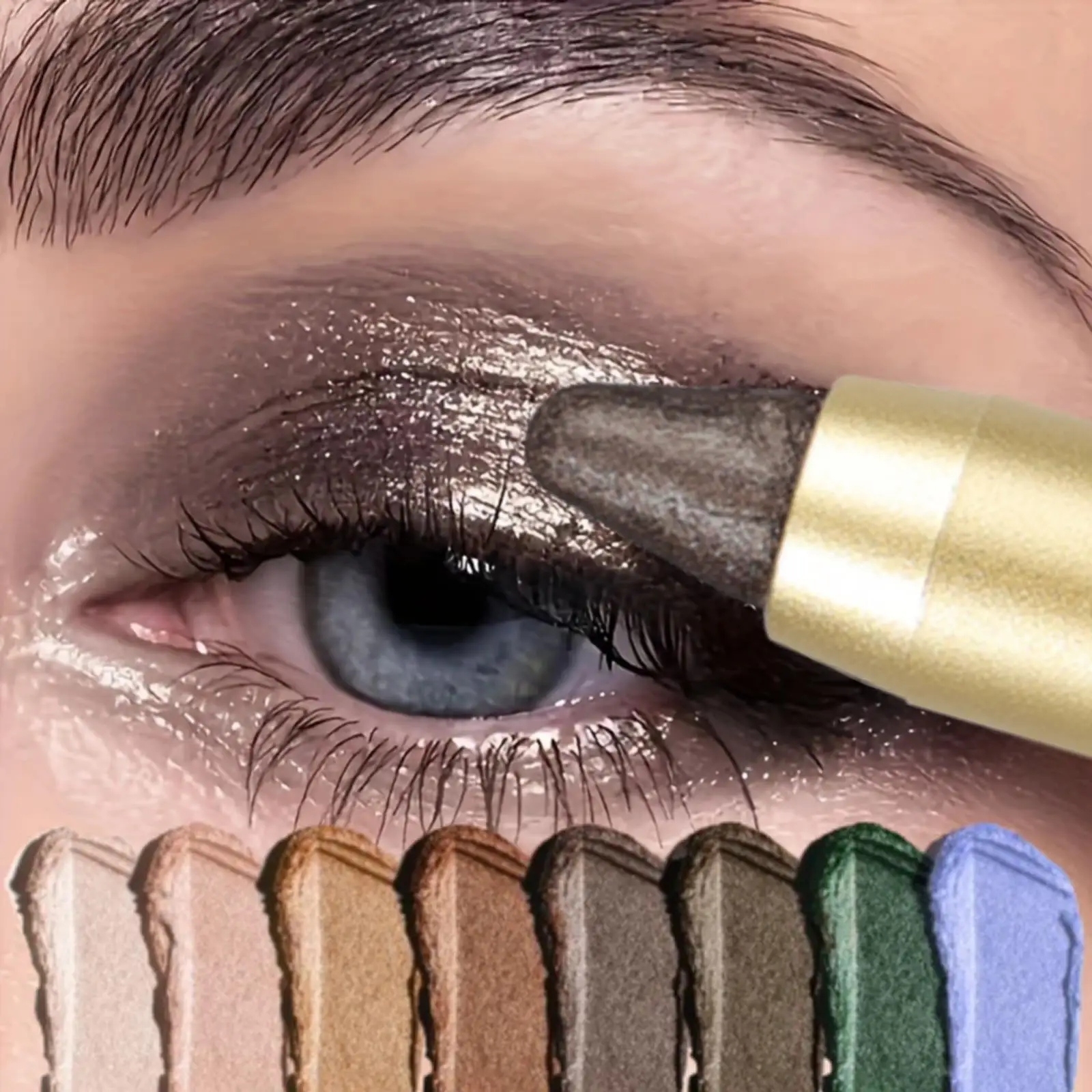 1 peça de bastões de sombra multicoloridos deslumbrantes – de longa duração, à prova d'água, fáceis de aplicar, anti-manchas, acabamento com glitter perolado