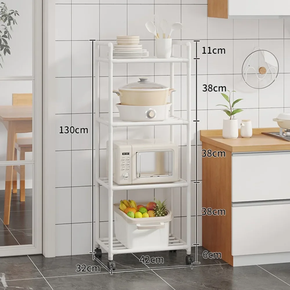 Microwave Oven Rack With Wheels Landing Trolley Strong Load-bearing Capacity Shelf Multi-function Easy Installation Storage Rack