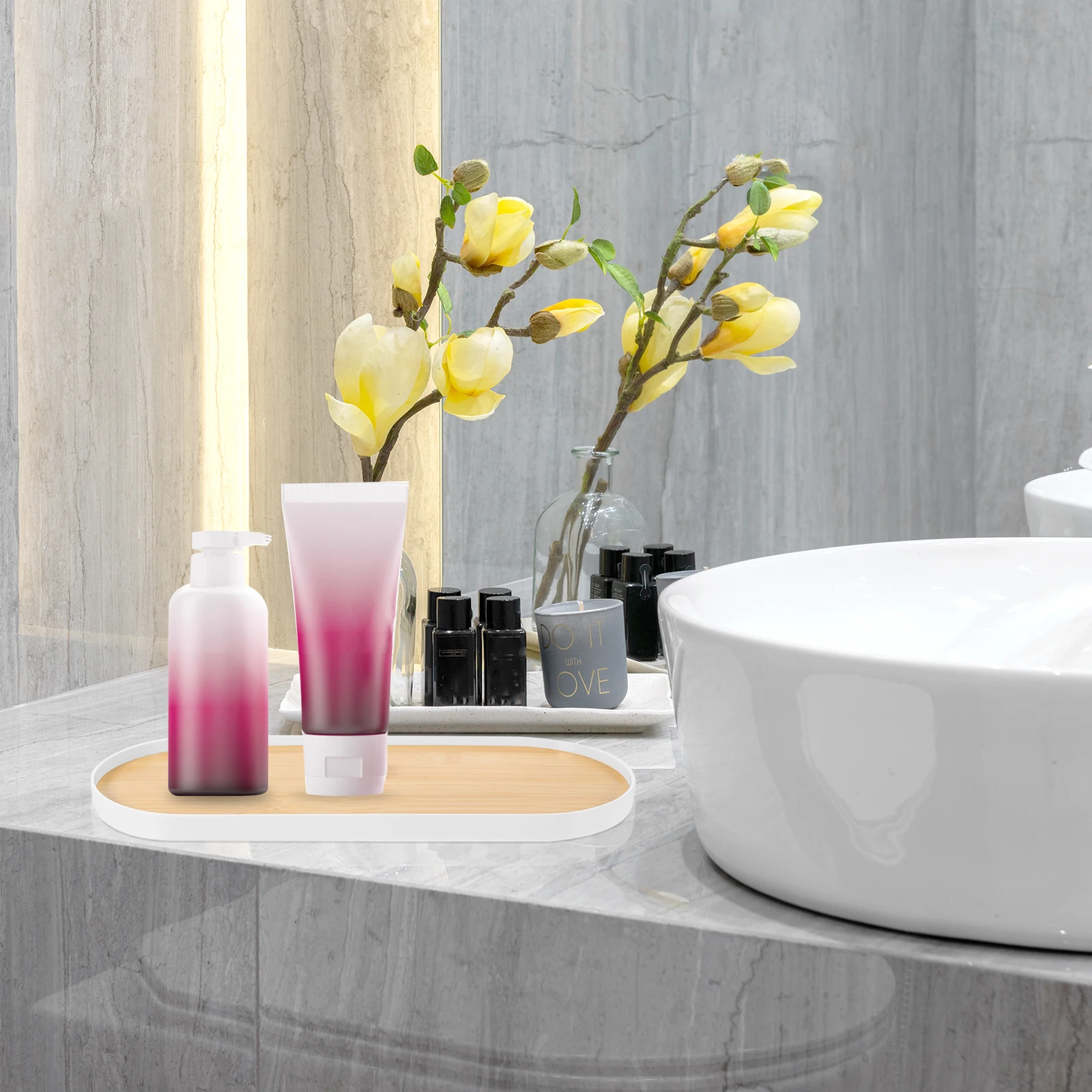 

Japanese Storage Tray Round Vanity Home Organizing Makeup Oval Perfume Organizer Dresser Bathroom for Holder Tabletop