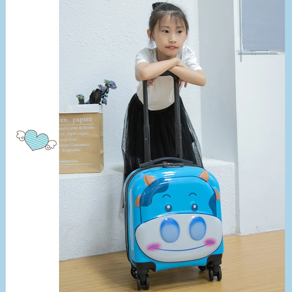 18 Inch Họa Tiết Hoạt Hình Dễ Thương ABS + PC BabyTravel Vali Trên Bánh Xe Trẻ Em Mang Theo Hành Lý Nội Trú Dành Cho Bé Trai Và Bé bé Gái Miễn Phí Vận Chuyển