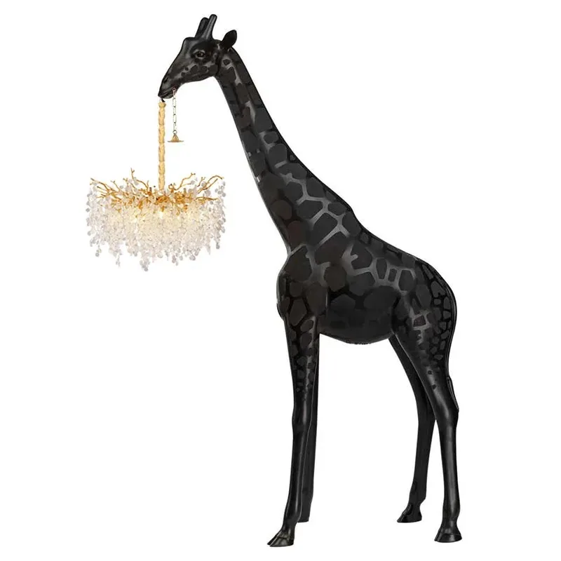 new white home hotel decor resin crafts giraffe animal sculptures black hotel decor pink garden lamp